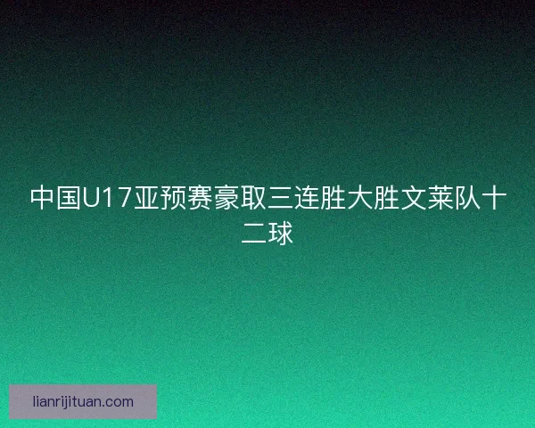 中国U17亚预赛豪取三连胜大胜文莱队十二球 中国U17亚预赛豪取三连胜大胜文莱队十二球